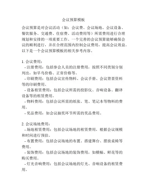 会议预算模板