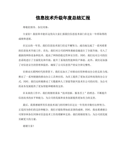 信息技术升级年度总结汇报