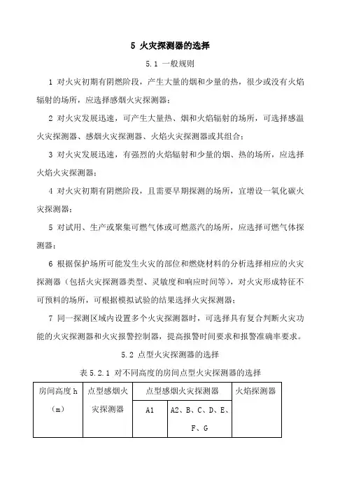 火灾探测器的选择
