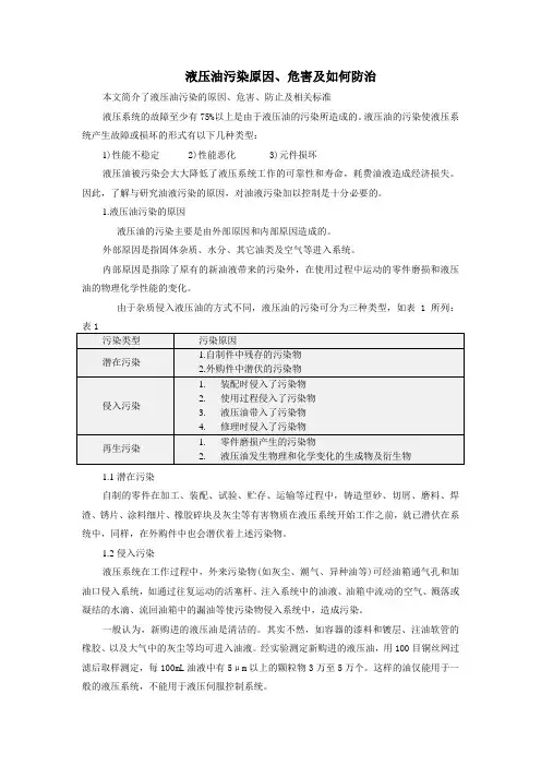 液压油污染原因、危害及如何防治