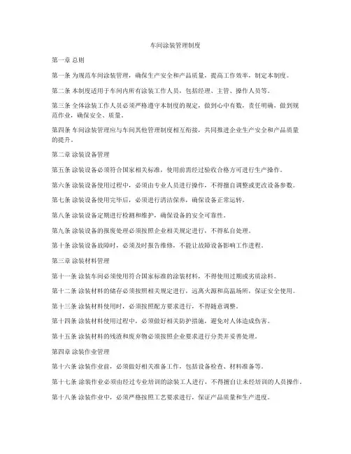 车间涂装管理制度