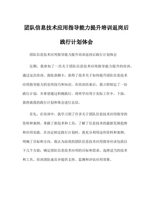 团队信息技术应用指导能力提升培训返岗后践行计划体会