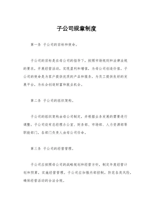 子公司规章制度
