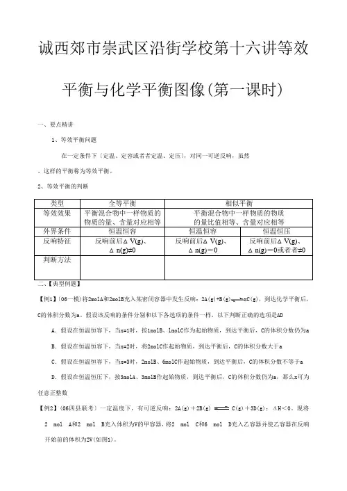 第十六讲等效平衡与化学平衡图像