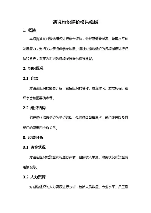 遴选组织评价报告模板
