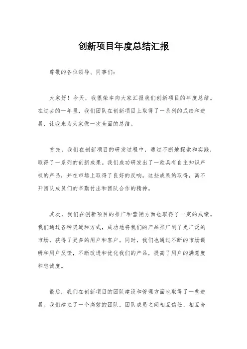 创新项目年度总结汇报