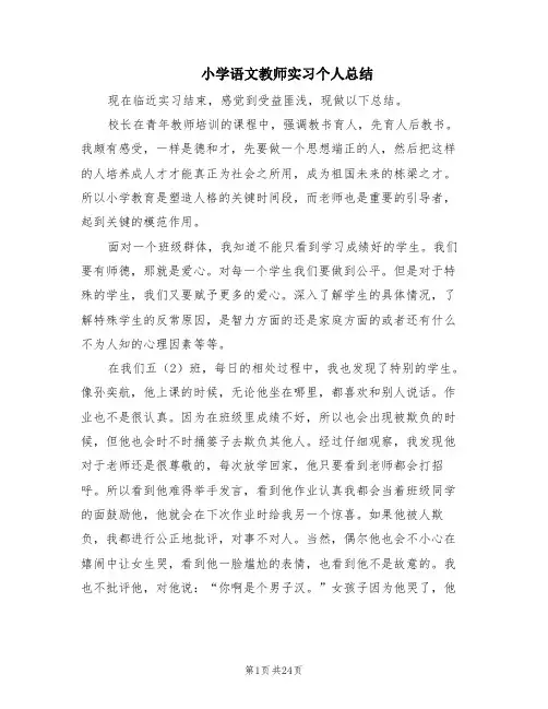 小学语文教师实习个人总结(7篇)