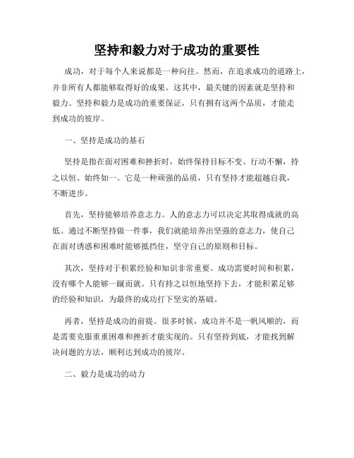 坚持和毅力对于成功的重要性