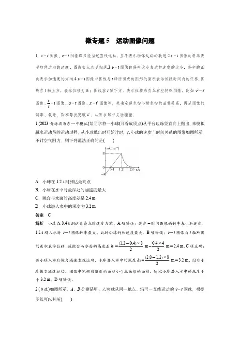 2024届高考物理微专题：运动图像问题