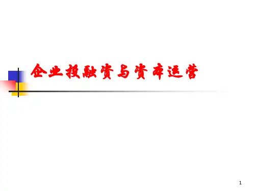 企业投融资与资本运营课件