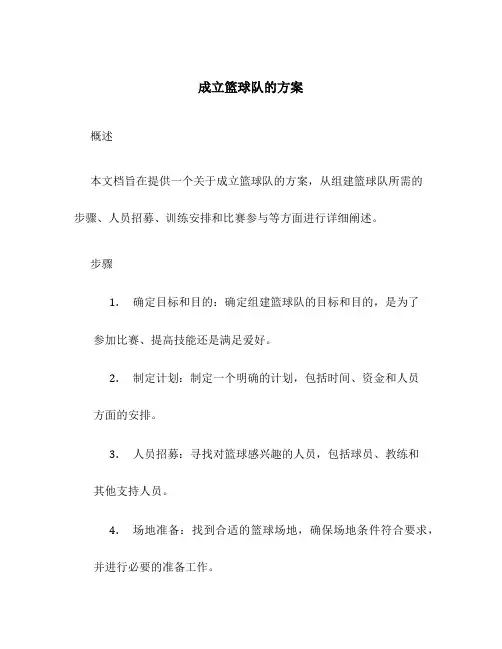 成立篮球队的方案