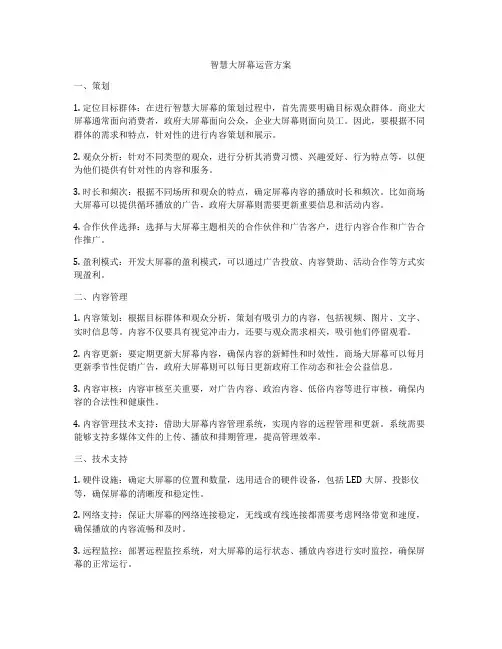 智慧大屏幕运营方案