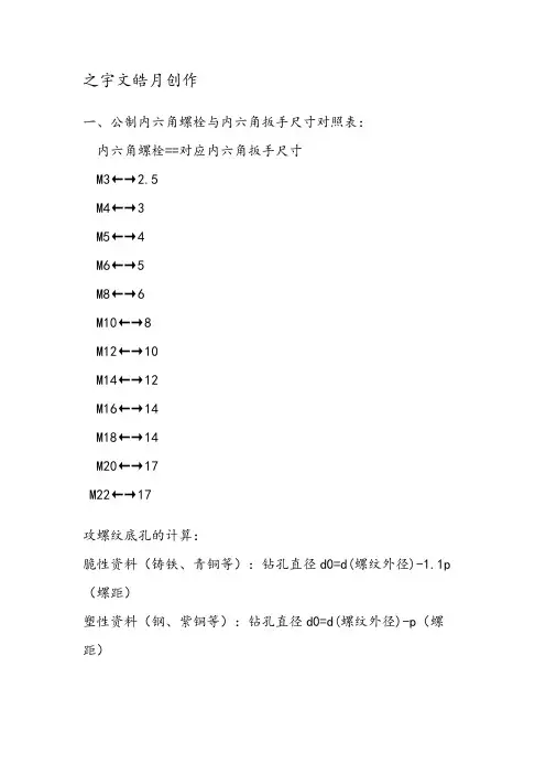 螺丝尺寸及扳手对照表-30对应梅花扳手