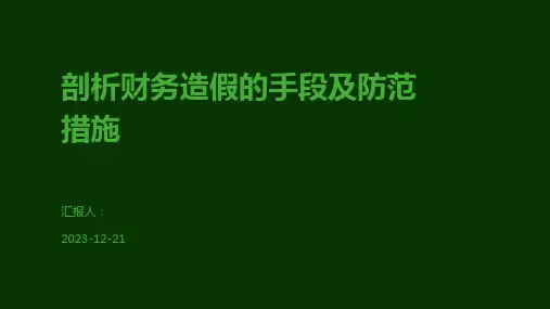 剖析财务造假的手段及防范措施