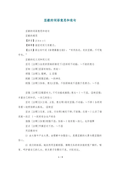 坚毅的词语意思和造句