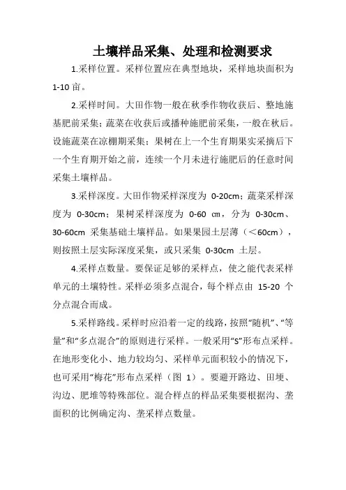 土壤样品采集、处理和检测要求