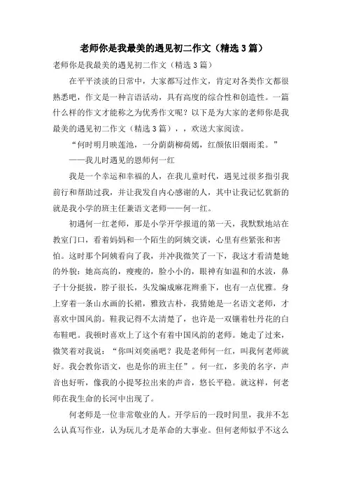 老师你是我最美的遇见初二作文(3篇)