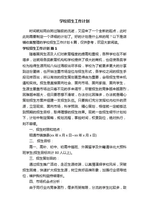 学校招生工作计划