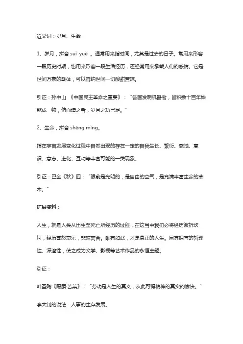 人生的近义词