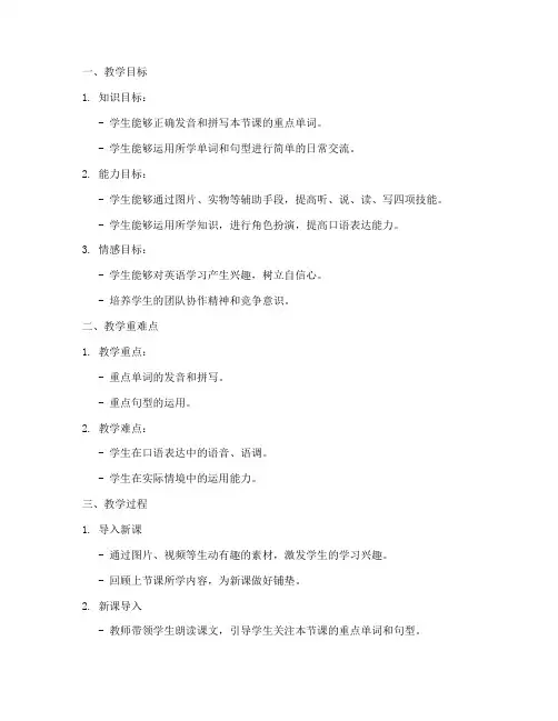 小学英语试讲教案万能模板