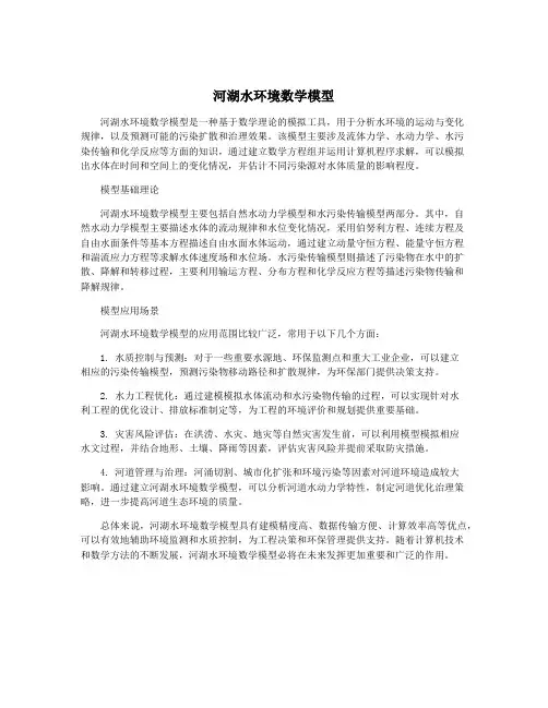 河湖水环境数学模型