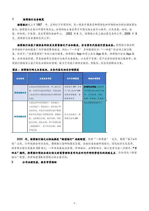 招商银行业务概览、组织架构及股权结构分析