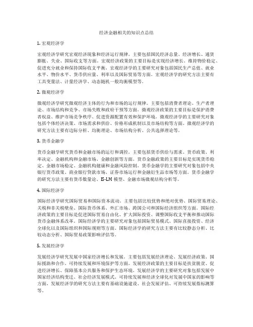 经济金融相关的知识点总结