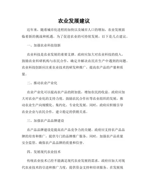 农业发展建议