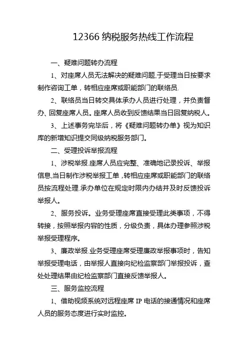 12366纳税服务热线工作流程