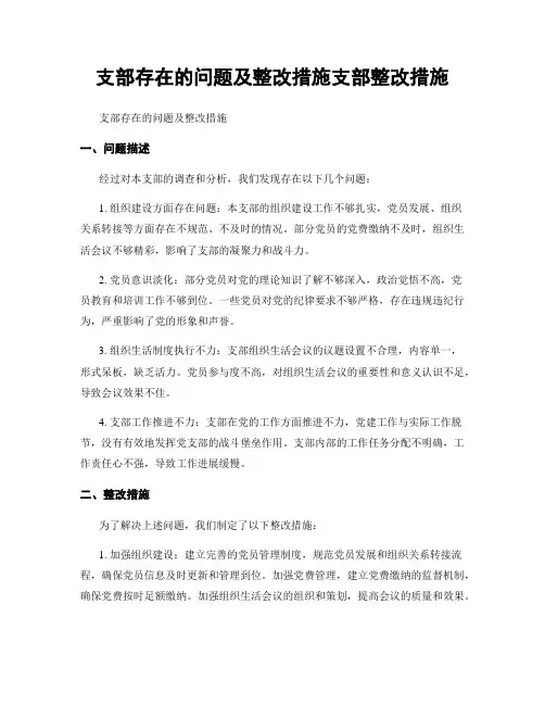 支部存在的问题及整改措施支部整改措施