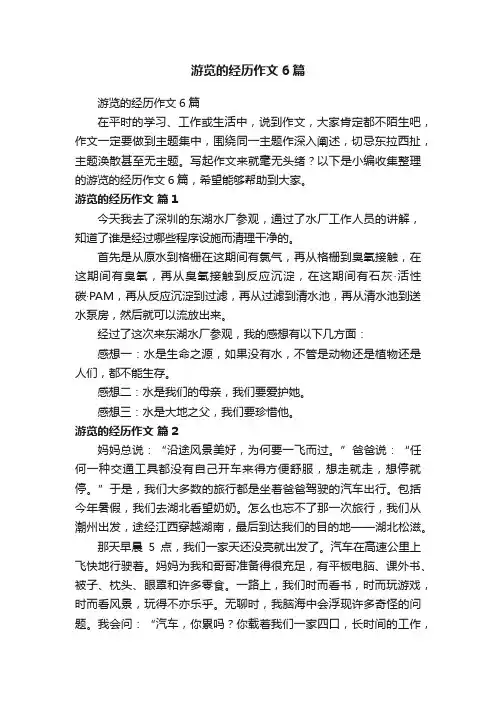 游览的经历作文6篇