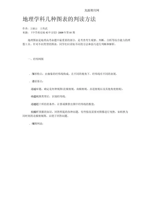 地理学科几种图表的判读方法