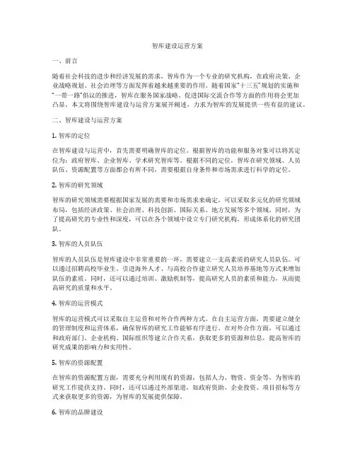 智库建设运营方案