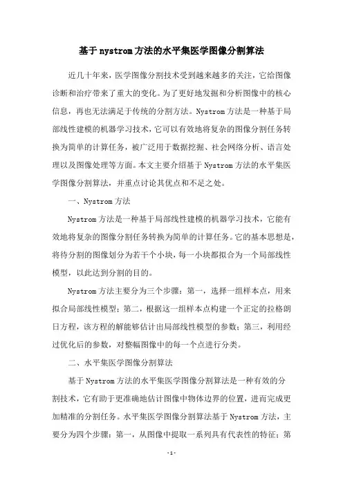 基于nystrom方法的水平集医学图像分割算法