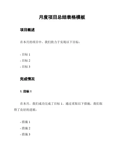 月度项目总结表格模板