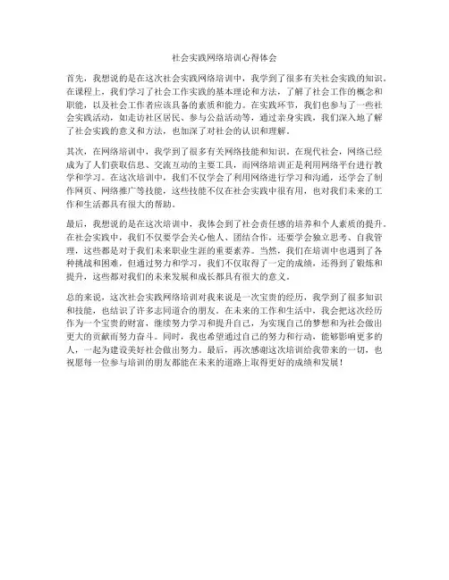 社会实践网络培训心得体会