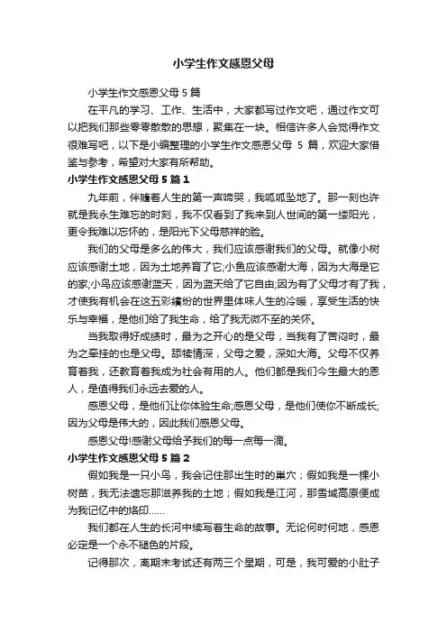小学生作文感恩父母5篇