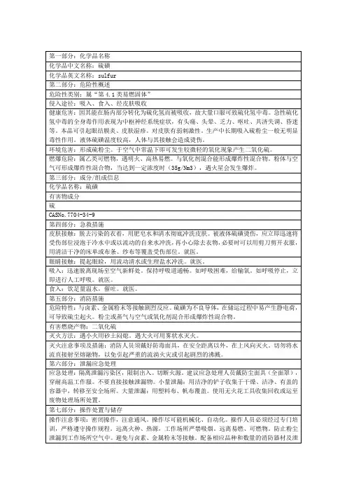 硫磺理化性质表
