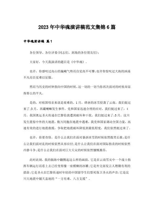 2023年中华魂演讲稿范文集锦6篇_3