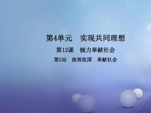 【北师大版】九年级政治全册：12.2《报效祖国,奉献社会》课件