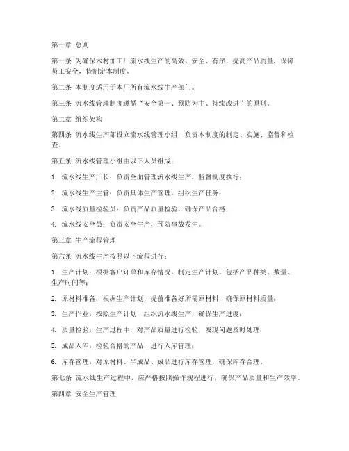 木材加工厂流水线管理制度范本