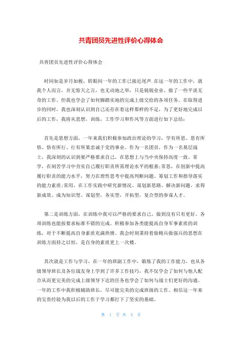 共青团员先进性评价心得体会