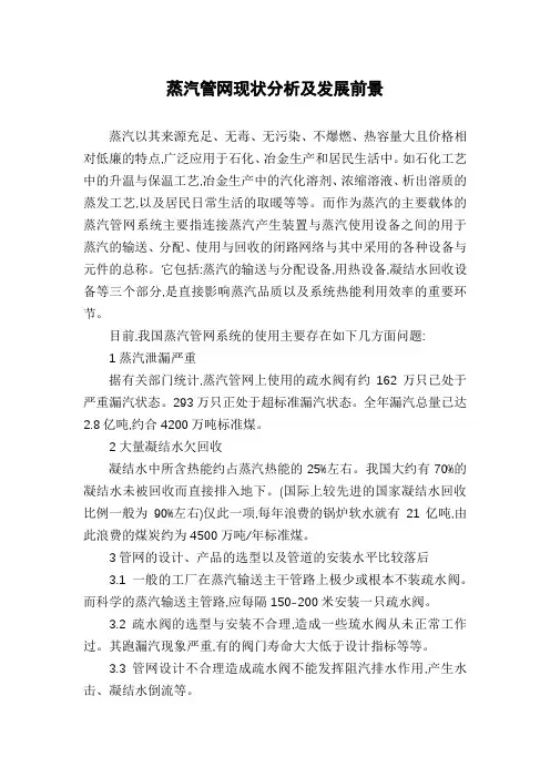 蒸汽管网现状分析及发展前景