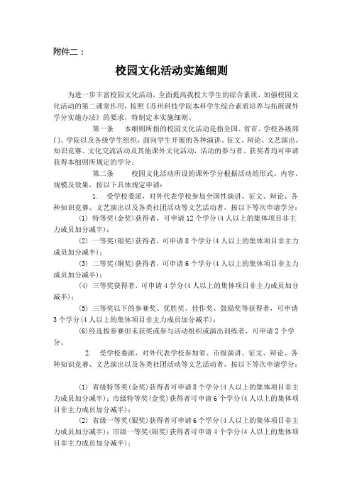 课外学分实施细则