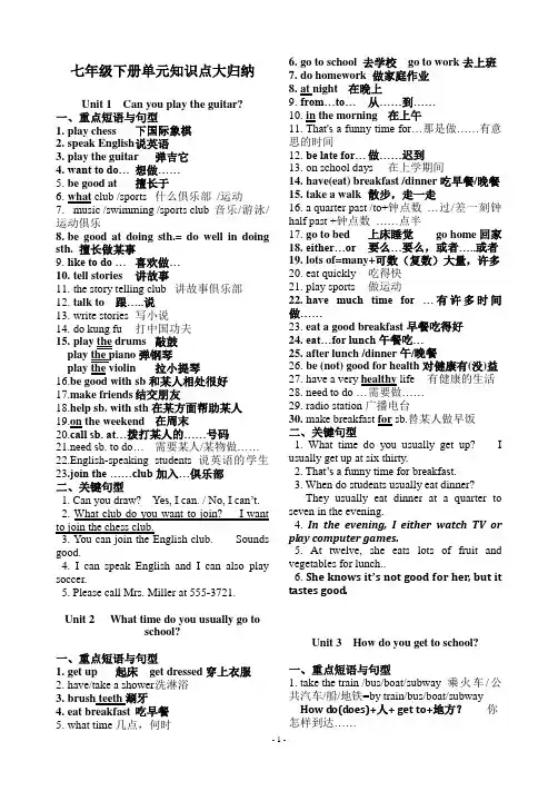 七年级英语下册知识点归纳