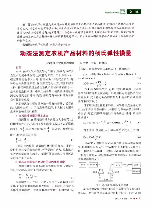 动态法测定农机产品材料的杨氏弹性模量