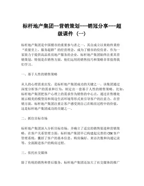 标杆地产集团--营销策划---销冠分享---超级课件 (一)