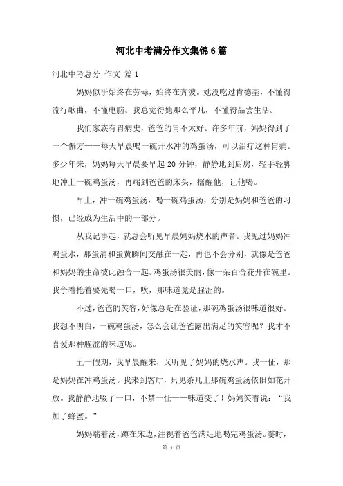 河北中考满分作文集锦6篇