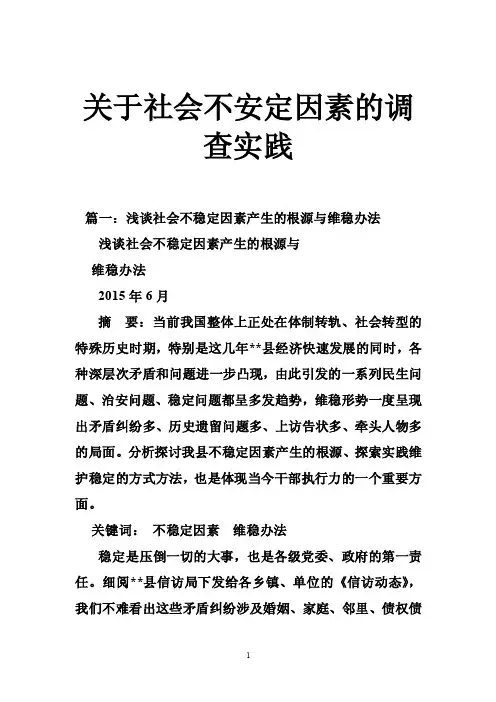 关于社会不安定因素的调查实践