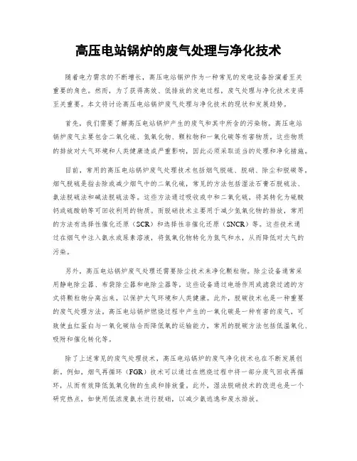 高压电站锅炉的废气处理与净化技术